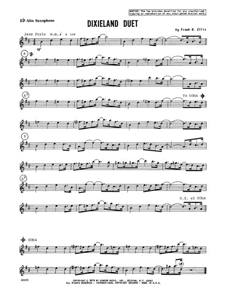 Dixieland Duet Eb Alto Saxophone Tenor Saxophone Digital Sheet