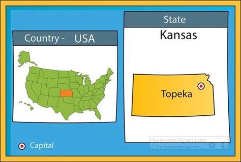 US State Maps Clipart-topeka kansas state us map with capital