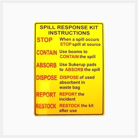 Spill Kit Instruction Sign Spill Station Products Australia