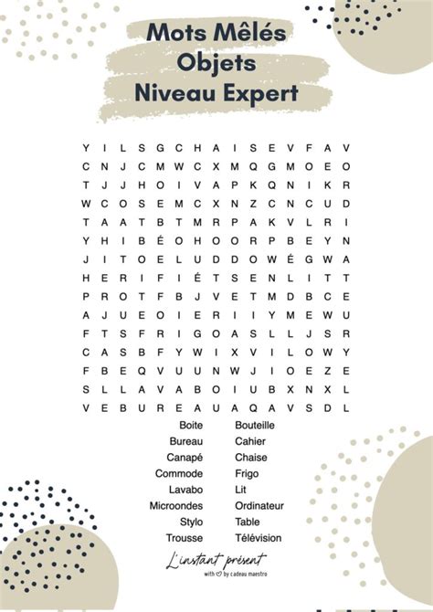 Grilles de Mots Mêlés à Imprimer Niveau Facile Expert