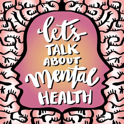 Let`s Talk About Mental Health Hand Lettering Poster Quotes Stock