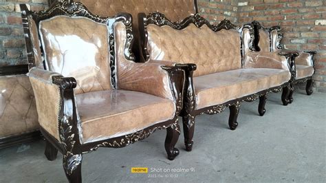 Brown Wooden 5 Sitter Sofa Set 3 2 2 Polyster At Rs 35000 Set In