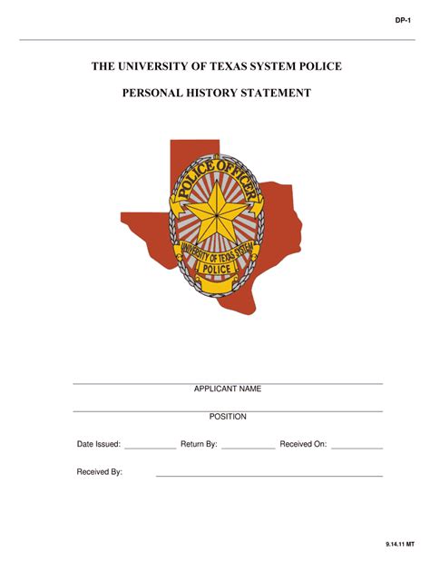 Dp Personal History Statement Form Fill Out And Sign