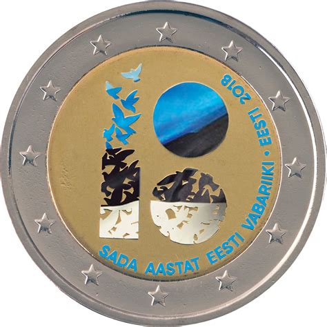 Estonia Euro Years Independence Coloured Colored Euro