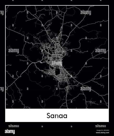 Minimal city map of Sanaa (Yemen Asia)Minimal city map of Sanaa (Yemen Asia Stock Vector Image ...