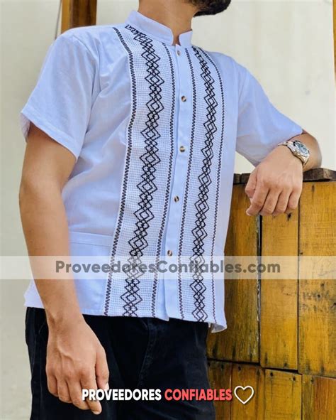 Rj00632 Camisa Guayabera De Manta Color Blanco Artesanal Mexicano