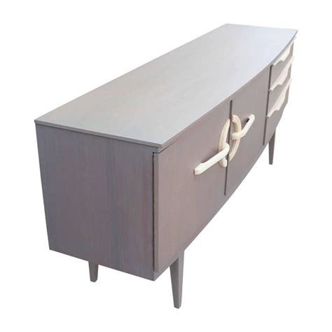 Modern Light Grey Credenza With Bleached Wood Accents For Sale At 1stdibs