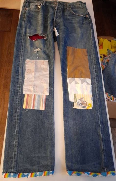 Kurt Cobain Jeans Levi Jeans Patched And Distressed Patches To