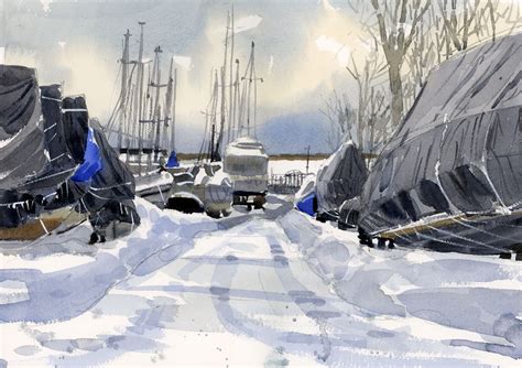 Winter Boatyard Shari Blaukopf S Sketchbook