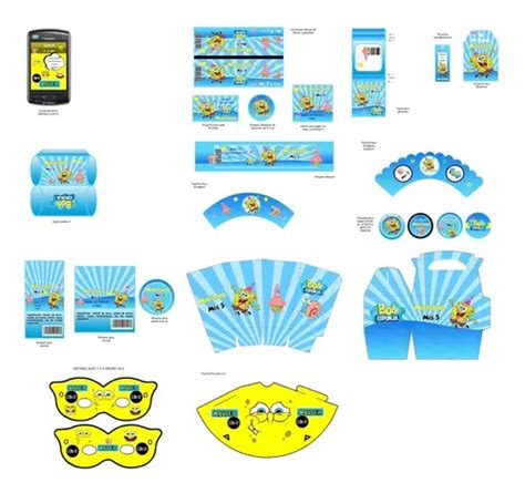 Kit Imprimible Cotillon Deco Bob Esponja Cajitas Cumplea Os En