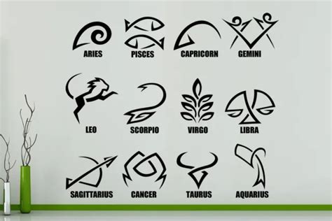 ZODIAC STAR SIGNS Horoscope Logo's Symbols Wall Art Decal Sticker ...