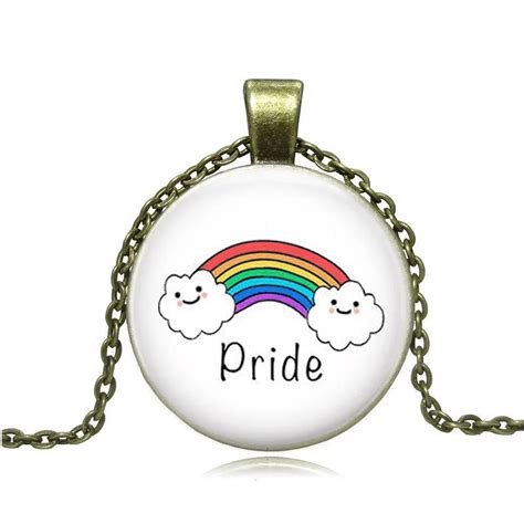 Happy Pride Rainbow Pendant Necklace Silver Or Bronze Queerks