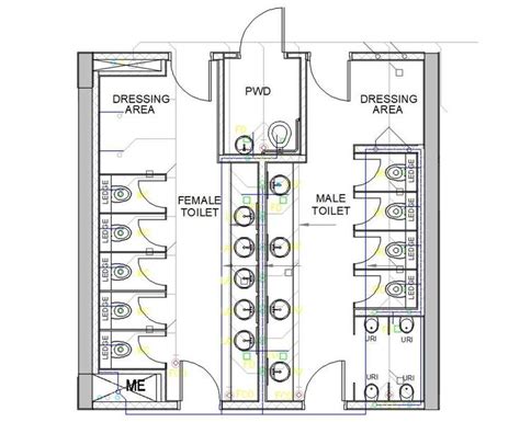 Public Toilet Plan With Sanitary Layout Plan Cadbull Bathroom