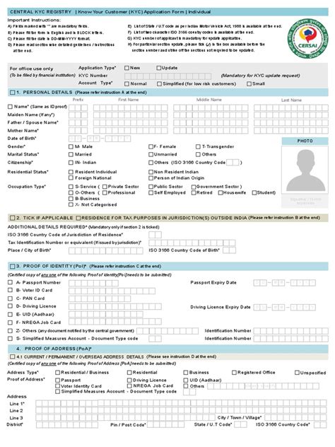 Ckyc Form Pdf Identity Document Government