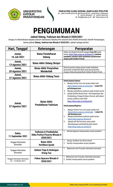 Update Jadwal Pendaftaran Sidang Yudisium Dan Wisuda Gelombang Ii Tahun Akademik 2020 2021