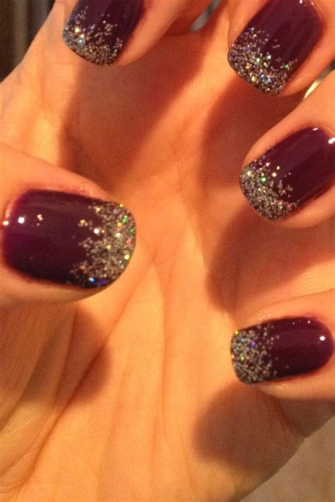 Gel Nails With A Stunning Glitter Purple Nails Gel Nails Nails