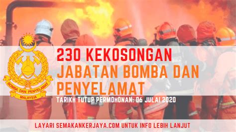 230 Jawatan Kosong Jabatan Bomba Dan Penyelamat Malaysia Semakan Kerjaya