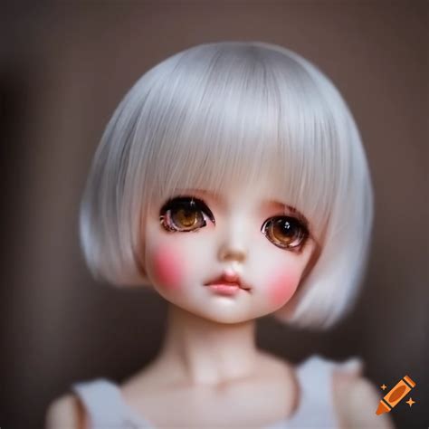 Cute Doll With White Hair And Brown Eyes On Craiyon