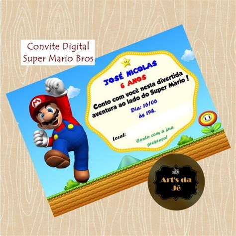 Convite Digital Super Mario Bros Elo Produtos Especiais