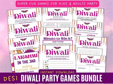 Printable Diwali Games Diwali Party Games Bundle Desi Diwali Etsy