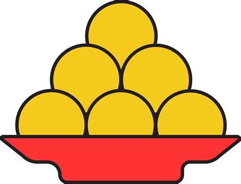 Illustration Of Laddu Bowl Sweets Ball Icon In Flat Style