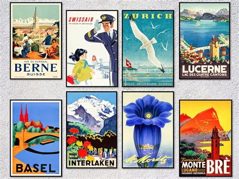 Switzerland Vintage Travel Poster Swiss Travel Posters Etsy