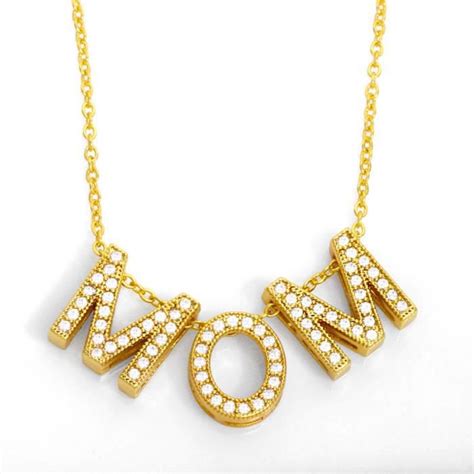 Oemg Collier Femme Alphabet En Or Zircon Incrust Bijoux Pendentif