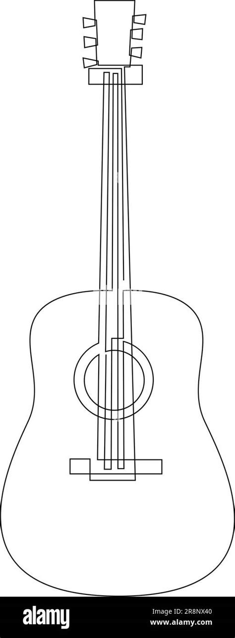 Continuous Line Drawing Of Wooden Classic Acoustic Guitar Modern