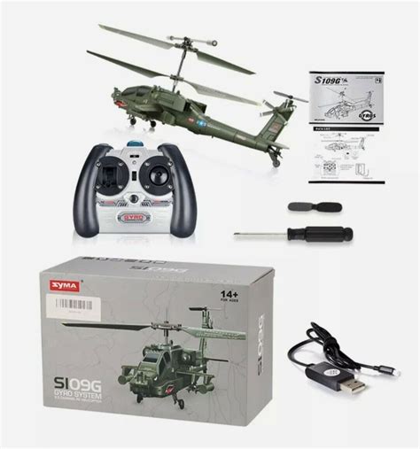 Original SYMA S109G Apache 3 5CH RC Remote Control Military Army