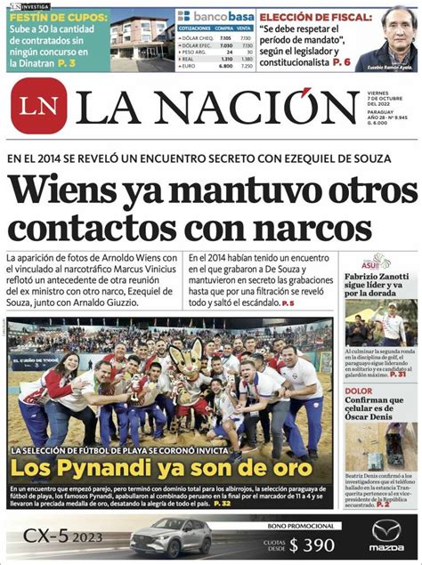 Periódico La Nación Paraguay Periódicos De Paraguay Edición De Viernes 7 De Octubre De 2022