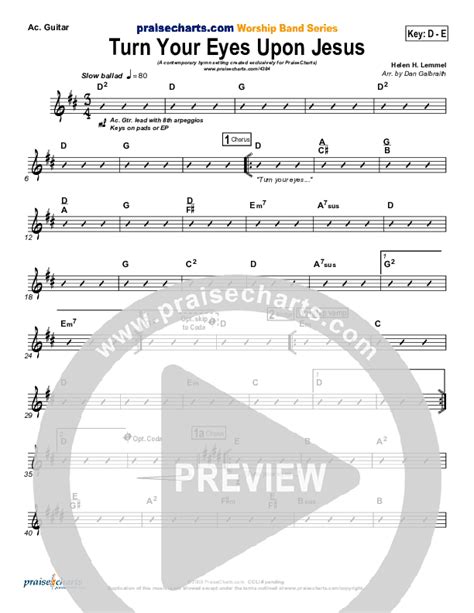 Turn Your Eyes Upon Jesus Acoustic Guitar Sheet Music Pdf Praisecharts