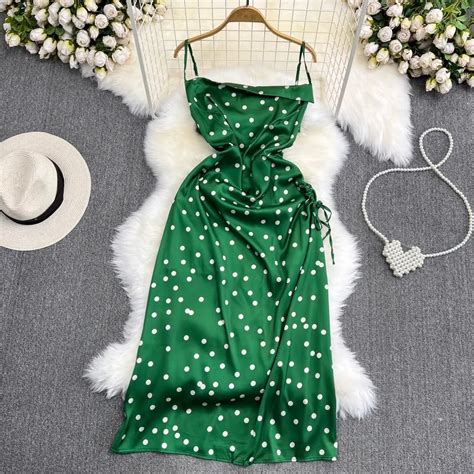 YuooMuoo Chic Polka Dot Camisole Dress For Women 2024 Summer Sexy High