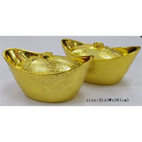 Feng Shui Big Gold Ingots Lucky Yuanbao Ornament Decor Fortune