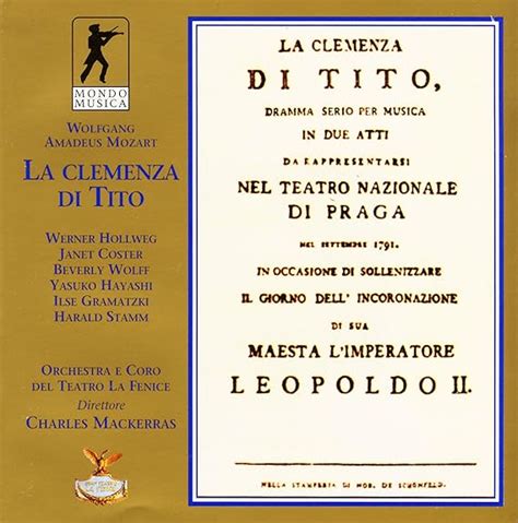 Mozart La Clemenza Di Tito Wolfgang Amadeus Mozart Charles Mackerras