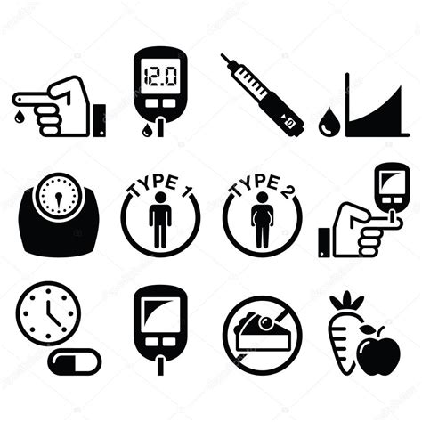 Diabetes Disease Health Icons Set — Stock Vector © Redkoala 115109322