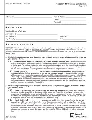 Fillable Online Correction Of Ira Excess Contributions Form F