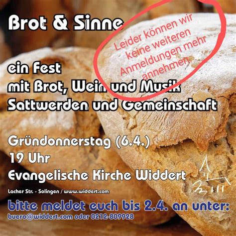 Brot Und Sinne Ausgebucht Ev Kirchengemeinde Widdert