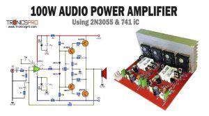 100W Audio Amplifier Circuit Using TIP3055 TRONICSpro