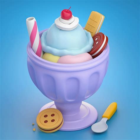 Helado De Estilo De Dibujos Animados Con Galletas Foto Gratis