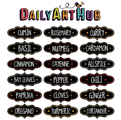 Spice Jar Labels Art Set Daily Art Hub Graphics Alphabets And Svg