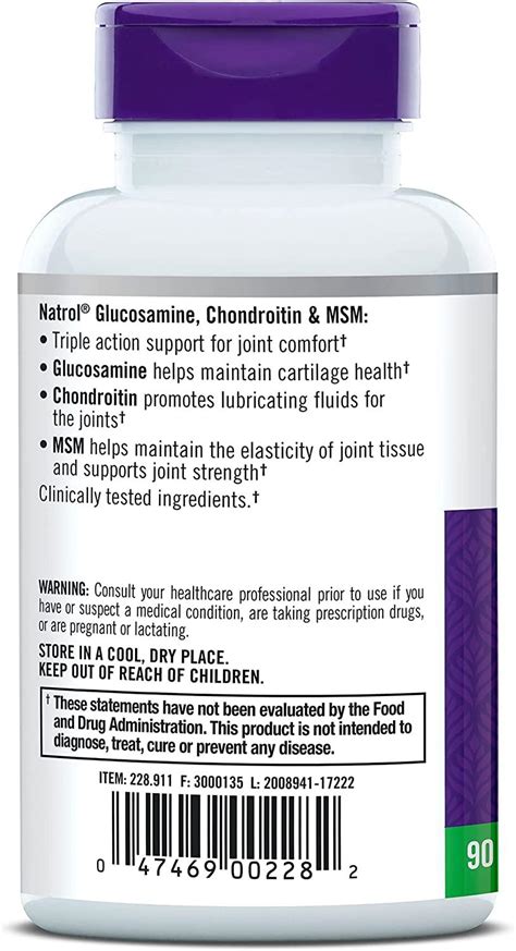 Natrol Glucosamine Chondroitin Msm Tablets Count For Joint Health