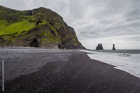 The Black Sand Beach Of Reynisfjara And The Mount Reynisfjall From The