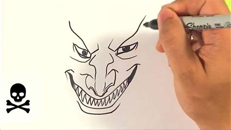 Easy How To Draw Scary Face Halloween Youtube