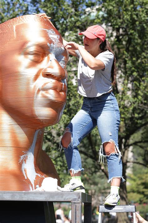 George Floyd Memorial Statue Vandalized In Nyc