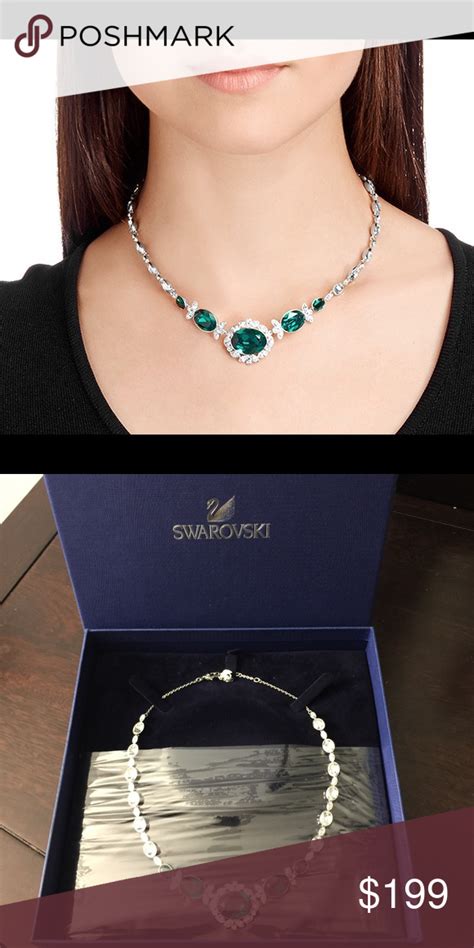 Swarovski Green Emeraldandclear Crystal Necklace Nwt Clear Crystal Necklace Crystal Necklace