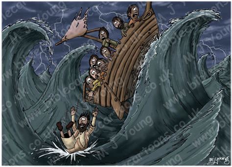 Jonah 01 Scene 04 Overboard Bible Cartoons