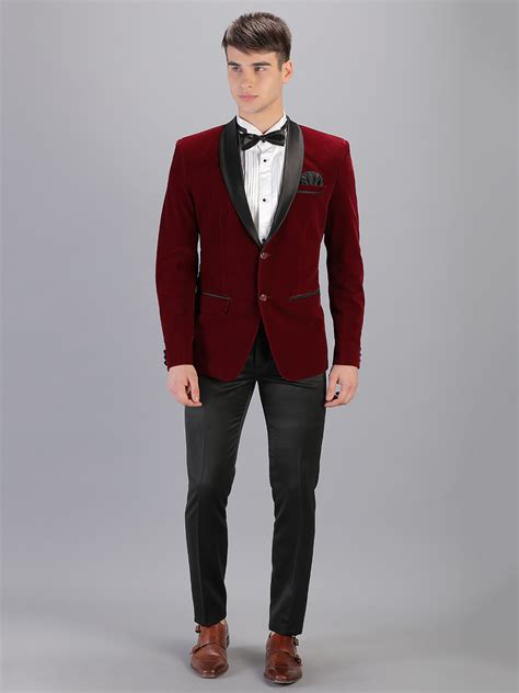 Rentbuy Wine Maroon Velvet Blazer Home Trial Free Delivery Candidmen