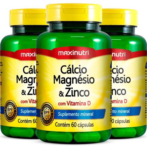 Kit 3 Potes Cálcio Magnésio E Zinco 600mg 60cps Maxinutri Em Promoção Ofertas Na Americanas