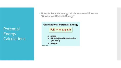 Unit 3 Energy Learning Target 32 Be Able To Use The Equations For Potential Energy