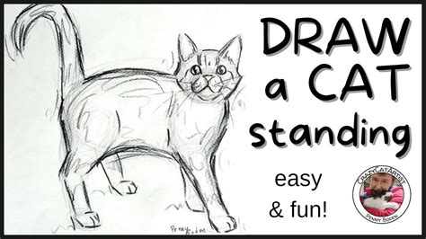 How To A Draw Cat Standing Side View Facing Forward Simple Sketch